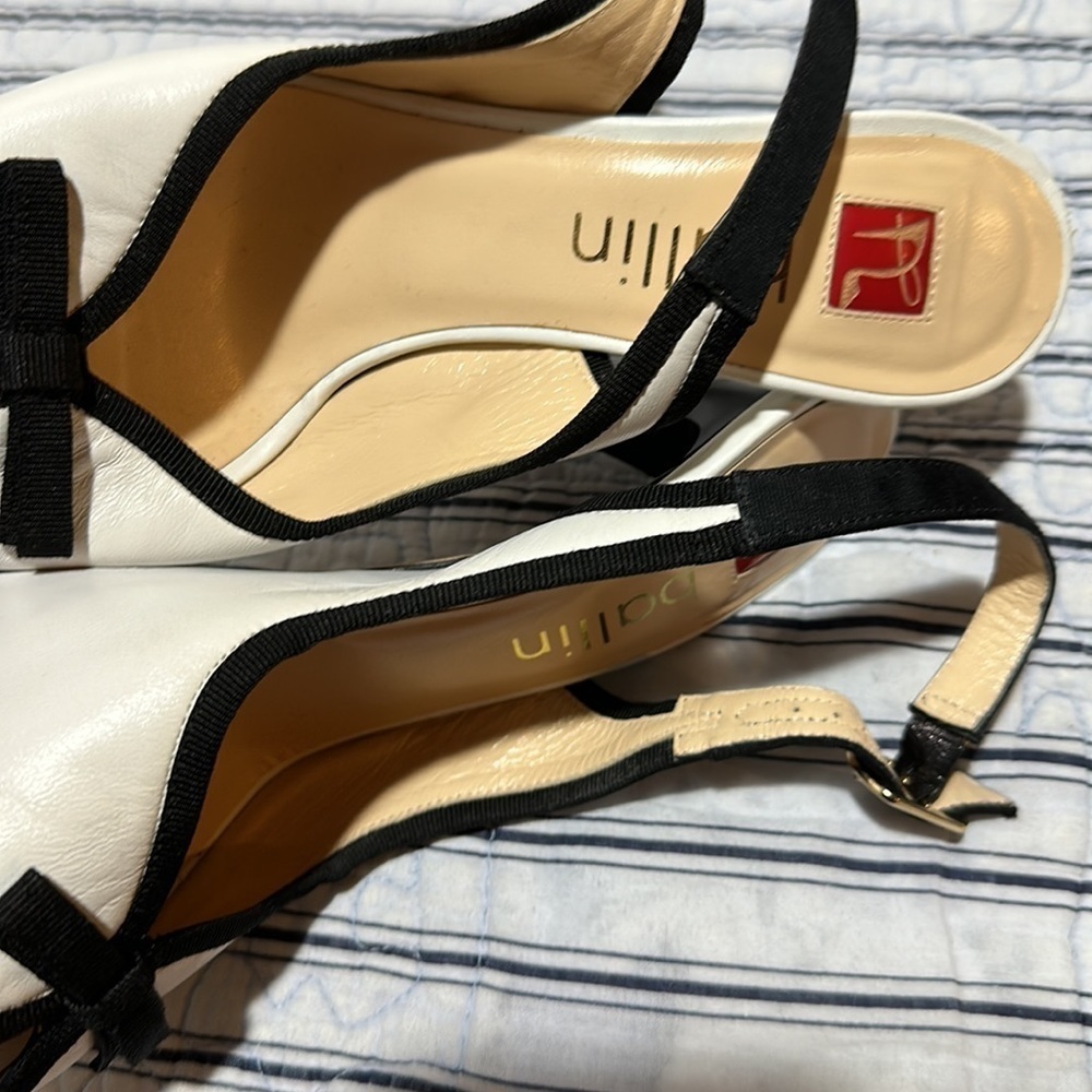 BALLIN open toe white and black with ribbons heel size Euro 37.5 US size 7.5 - Picture 12 of 16
